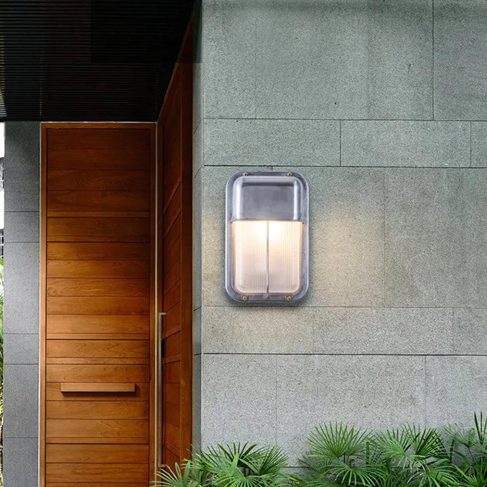 Modern Geometric Silver Industrial Outdoor Wall Lights - Waterproof & Durable for Patio, Garden, Porch, and Exterior Home Lighting