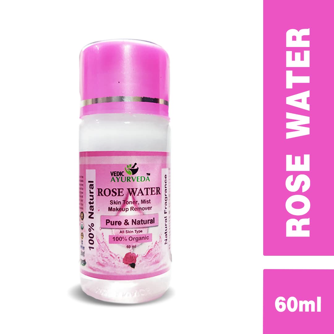VEDICAYURVEDA Pure Rose Water for Skin Care - Hydrating Face Toner, Brightening & Glowing Skin, Natural Makeup Remover (Pack of 4) | Perfect for Daily Skincare Routine & Post-Makeup Refreshment
