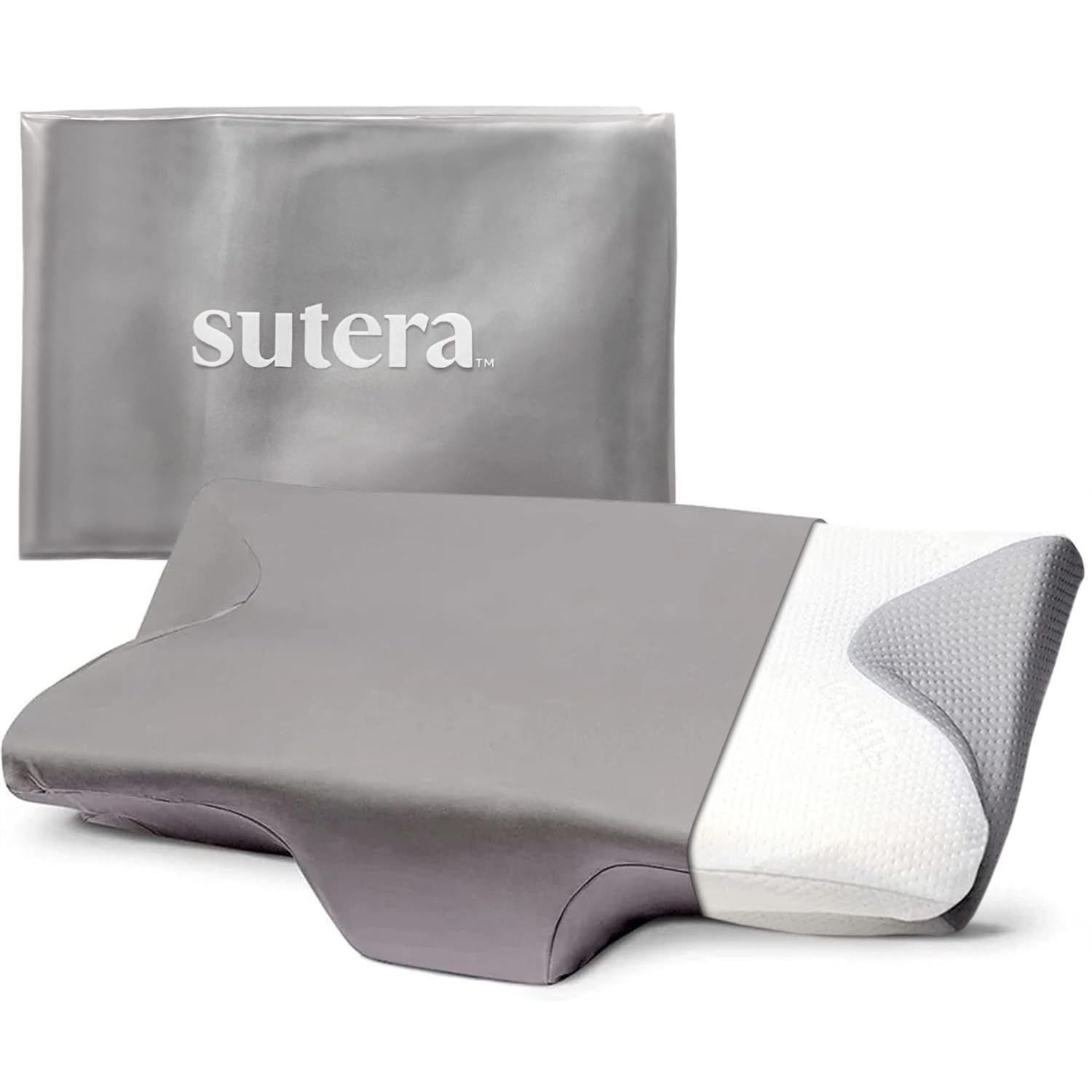 **SUTERA - Orthopedic Memory Foam Pillow for Neck & Back Pain Relief, Cervical Support Contour Pillow for Side, Back & Stomach Sleepers - Ergonomic Design with Washable Cover - Ideal for Home, Travel & Office Use**