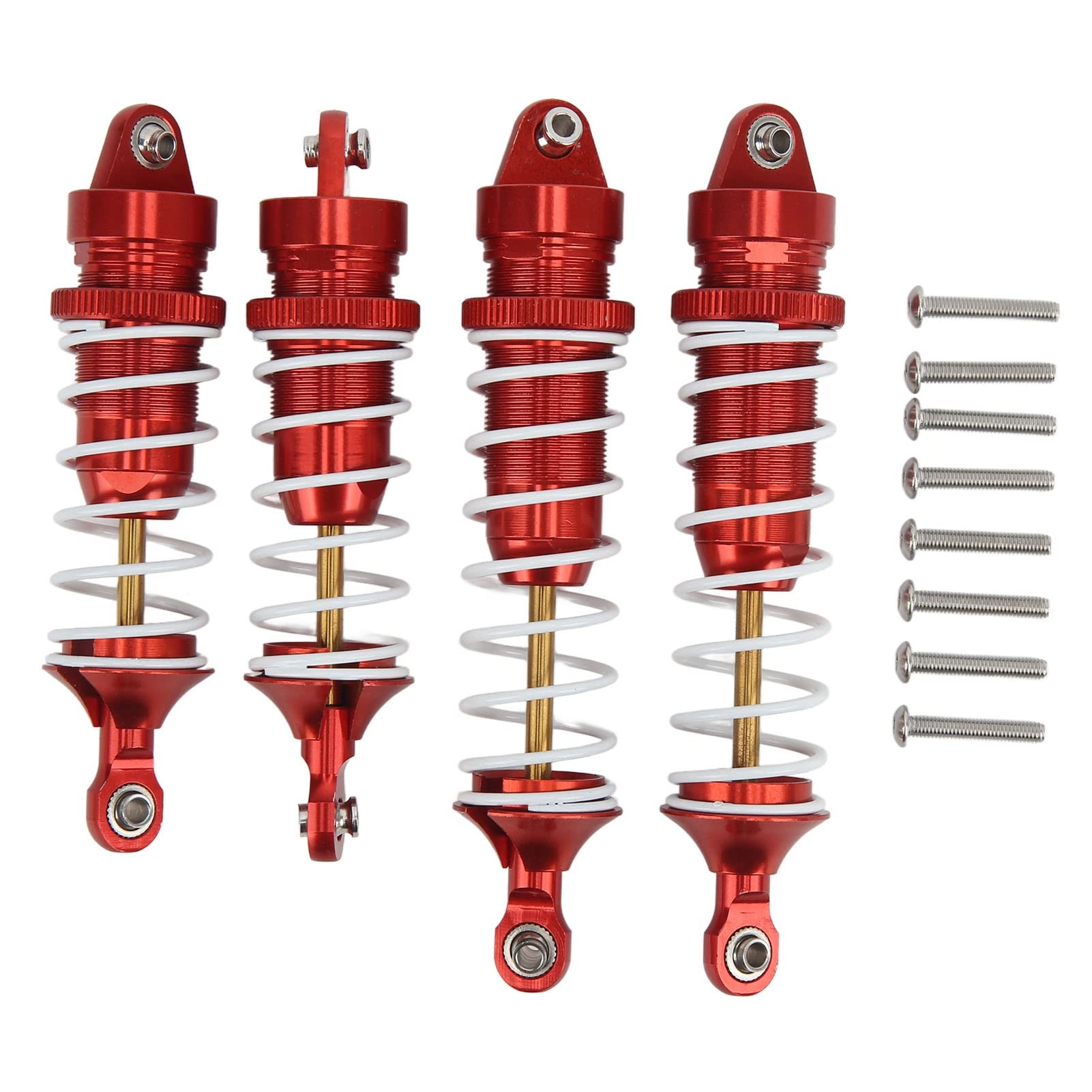 SOONALL Aluminum Alloy RC Shock Absorber Set - Front & Rear Shock Damper for Traxxas 1/10 Scale RC Cars - Durable Spring Damper Replacement Parts (Red) - Perfect for Off-Road Bashing, Racing & Crawling