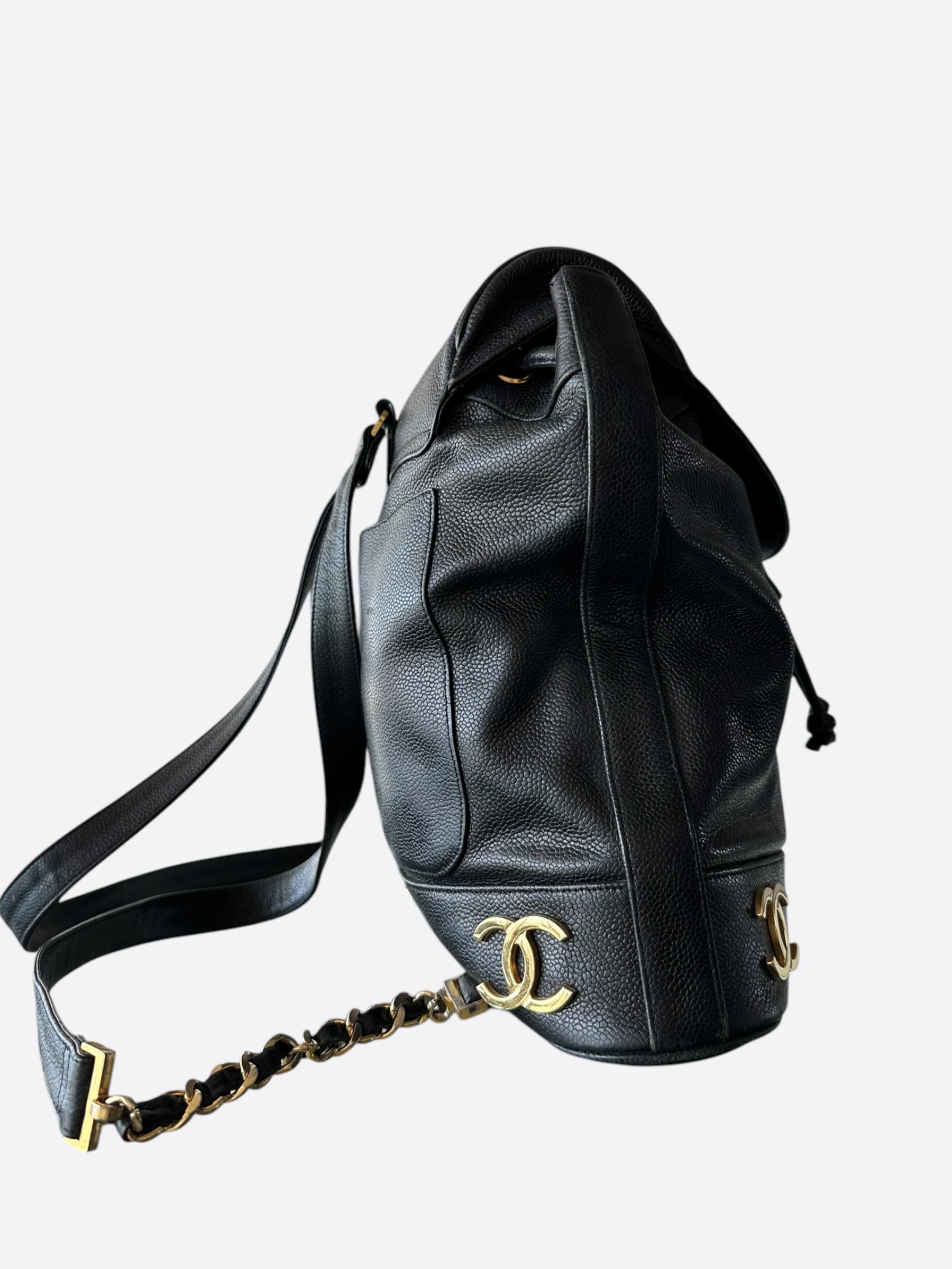 Chanel Black & Gold CC Logo Mini Backpack - Luxury Designer Crossbody Bag for Women | Perfect for Evening Parties, Travel & Fashion Accessories