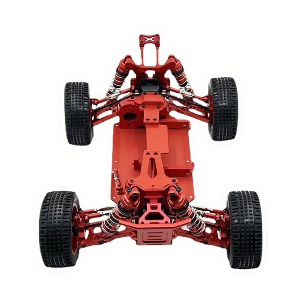 LYunce Metal Upgrade Parts for WLtoys 1/14 144010 144001 144002 RC Cars - Durable Aluminum Frame, Spare Parts Kit (Red) - Perfect for Off-Road Racing, Drifting & RC Car Customization