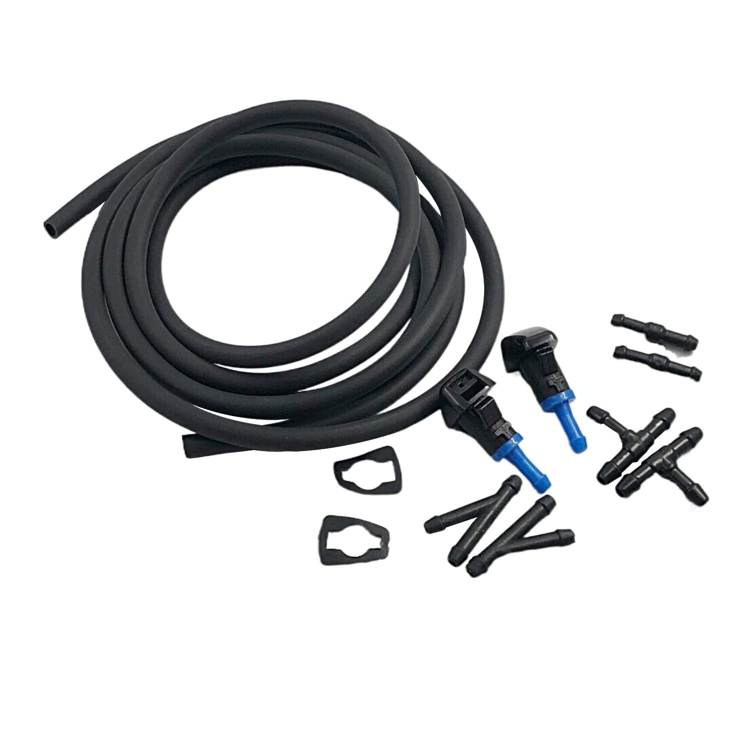 FainWan 7Ft Front Windshield Washer Hose Kit with Connector & Hood Nozzle Sprayer - Compatible with 55077460AA 5116079AA 5160308AA - Perfect for Car Windshield Cleaning and Maintenance