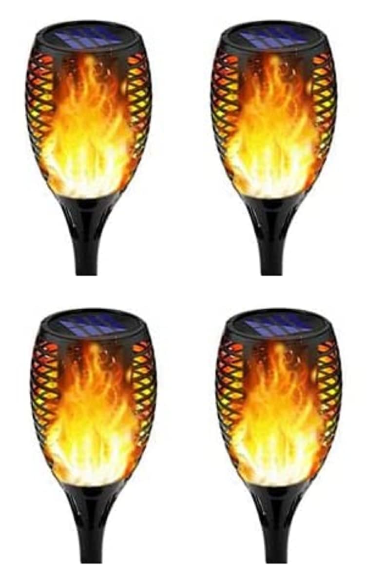 8pcs Solar-Powered Outdoor Waterproof Dancing Flame Torch Stake Lights - Auto On/Off, Dusk to Dawn - Perfect for Garden, Yard, Pathway, Landscape & Christmas Decorations (Large) - Ideal for Patio, Backyard, Walkway & Holiday Lighting