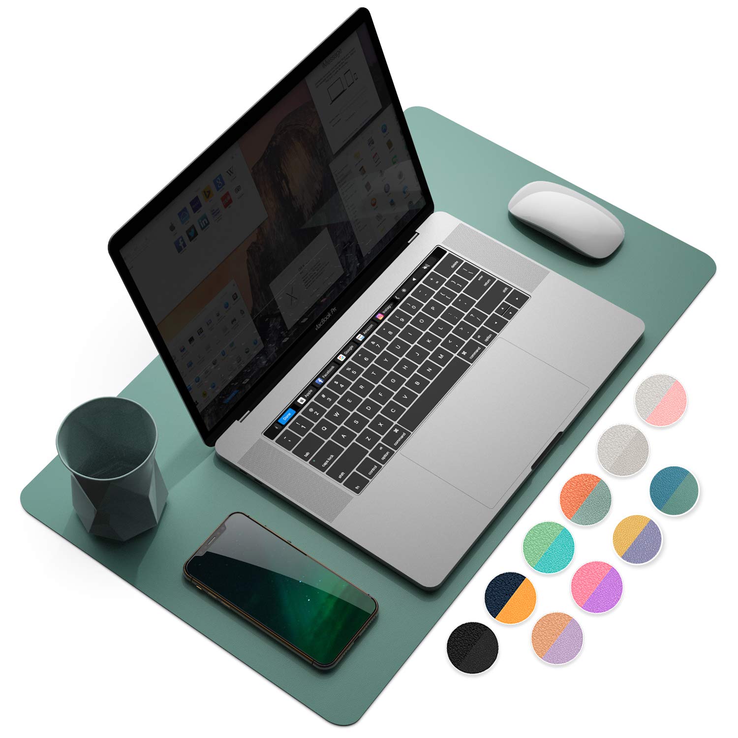 YSAGi Large Leather Desk Mat - Waterproof Mouse Pad for Keyboard & Mouse, Dual-Sided Office Desk Pad (23.6