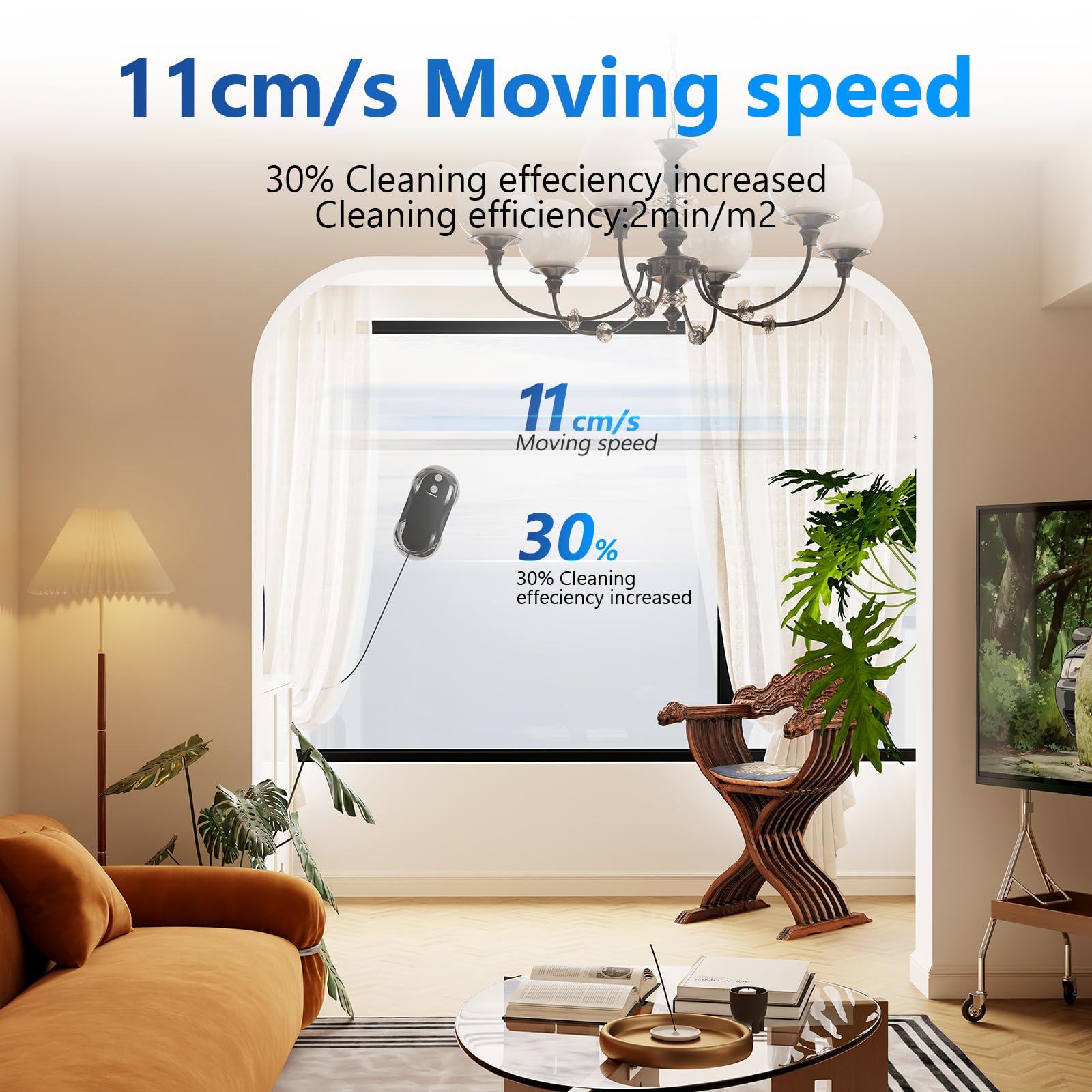 Tosima W5 Smart Window Cleaning Robot - Auto-Spray, Triple Safety System, Smart Navigation, Remote Control for Glass & Smooth Surfaces | Includes 8 Cleaning Pads (Black) | Perfect for High-Rise Windows, Skylights & Hard-to-Reach Glass Surfaces
