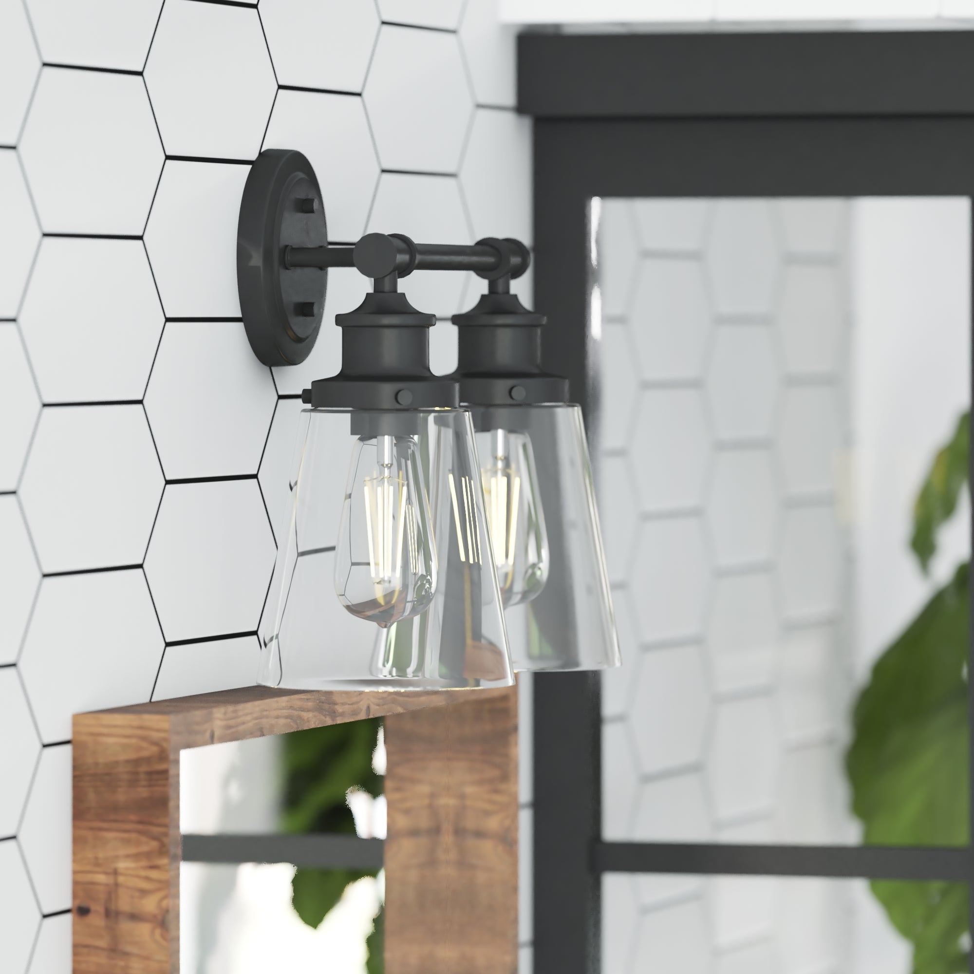 Helenah Vanity Light - 2-Light Matte Black Bathroom Wall Sconce for Makeup Mirror Lighting & Bedroom Decor