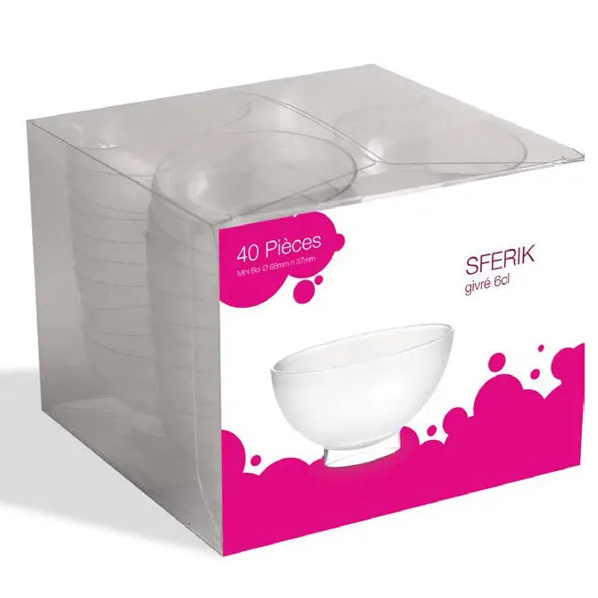 Comatec Sferik Mini Bowl Set - Frosted Glass - 40 Pieces - Perfect for Desserts, Snacks, and Party Serving