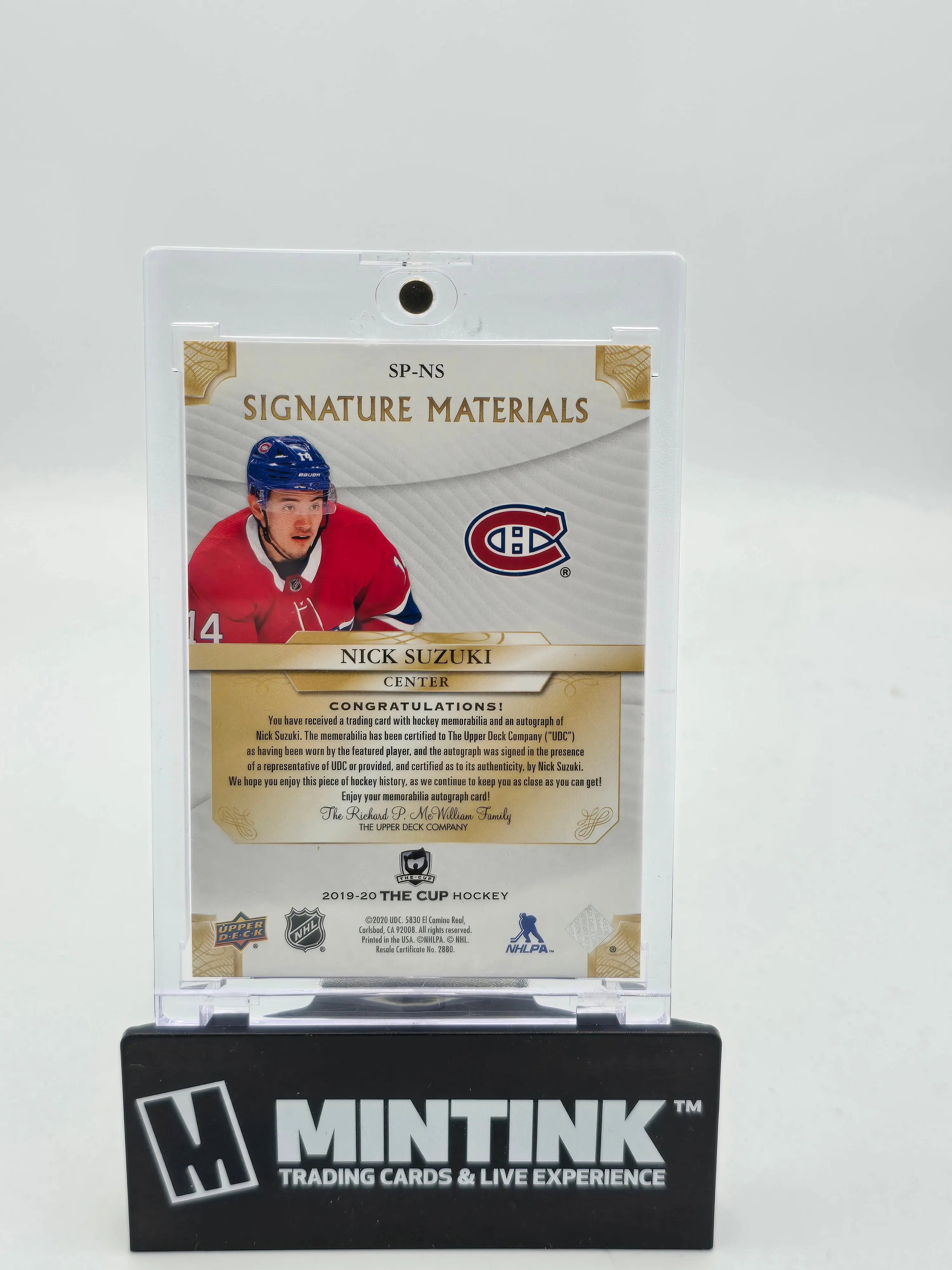 2019-20 Upper Deck The Cup Nick Suzuki Rookie Gold Foil Patch Autograph Card /99 - NHL Hockey Collectible for Fans & Investors