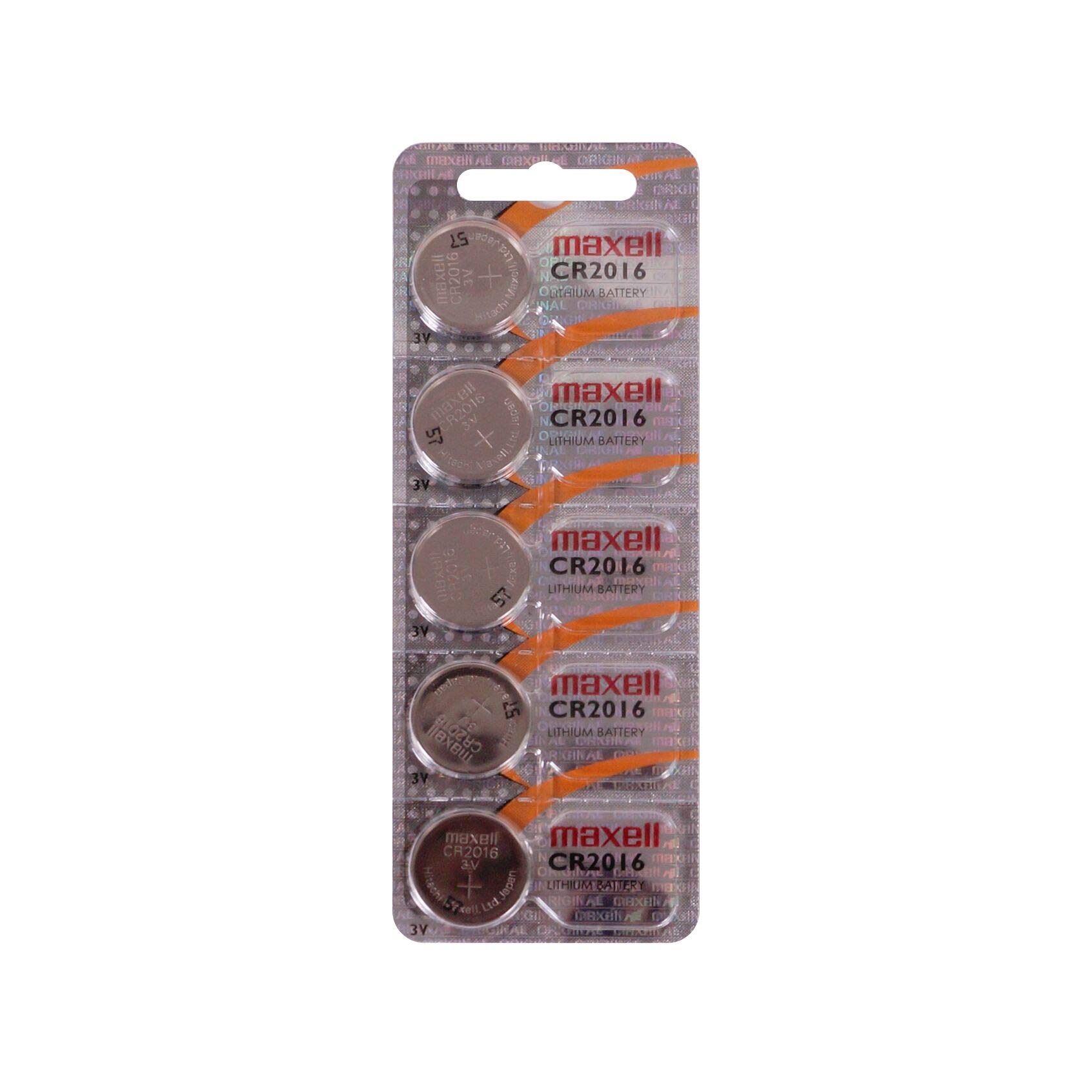 Maxell CR2016 3V Lithium Coin Battery - 5 Pack for Watches, Calculators, Key Fobs & Small Electronics - Long Lasting Power for Medical Devices, Fitness Trackers & IoT Gadgets