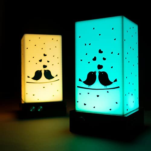 ZOCI VOCI Telepathy® Friendship Lamp® - Wi-Fi Connected Touch Lamp for Long Distance Relationships, Family & Friends - Warm White LED Light for Bedroom, Living Room & Gift Giving (Love Bird Design)