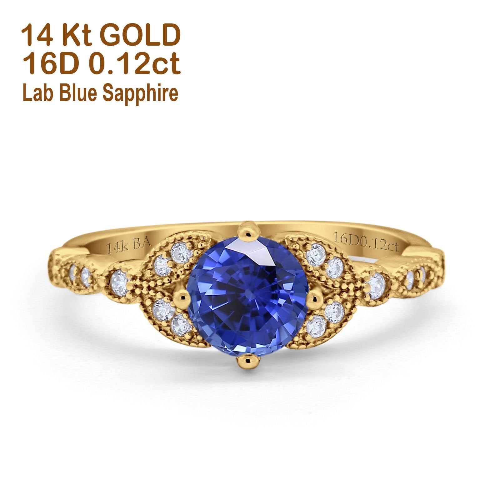 Yellow Gold Lab Blue Sapphire
