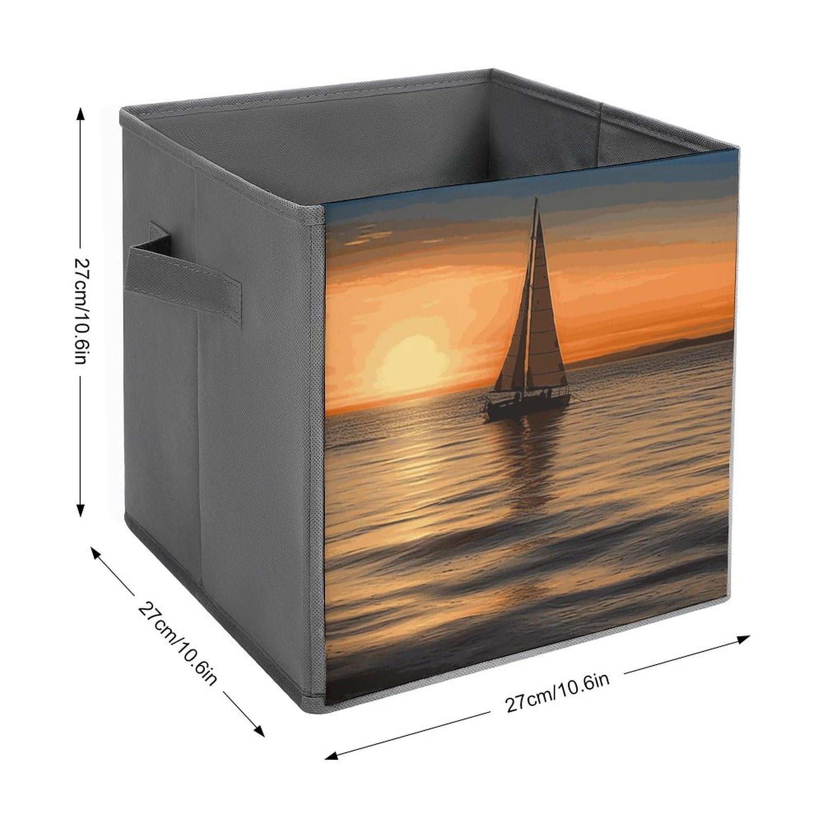 Sunset Beach Sailboat Printed Storage Baskets - 2 Pack Fabric Storage Bins & Containers for Home Organization | Perfect for Closet, Nursery, Laundry & Toy Storage