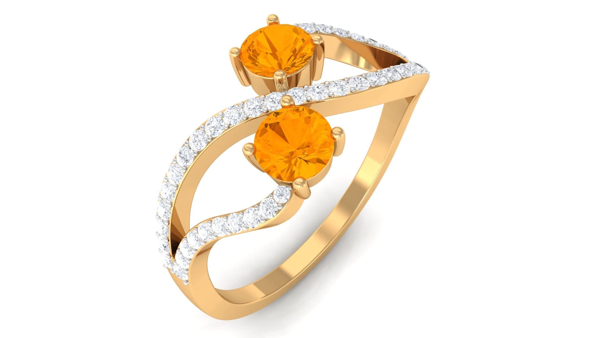 Exquisite 14K Solid Gold Orange Sapphire Engagement Ring with Diamonds – Minimalist Infinity Design for Women, Perfect for Proposals, Anniversaries & Special Occasions