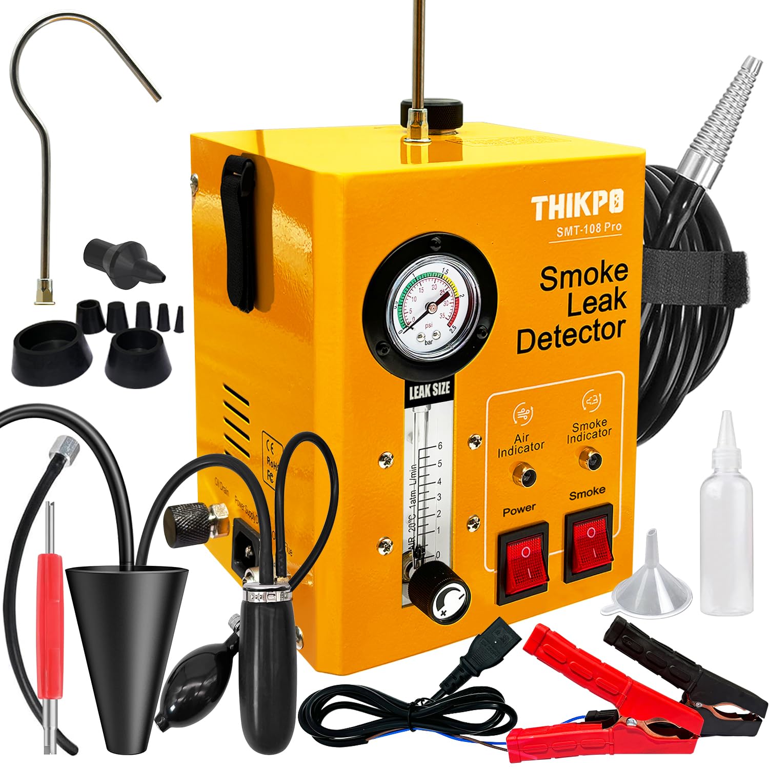 Professional Automotive Smoke Machine with Built-in Air Compressor - EVAP, Vacuum & Fuel System Leak Detector for Car Diagnostics & Repair | Ideal for Mechanics & DIY Auto Enthusiasts
