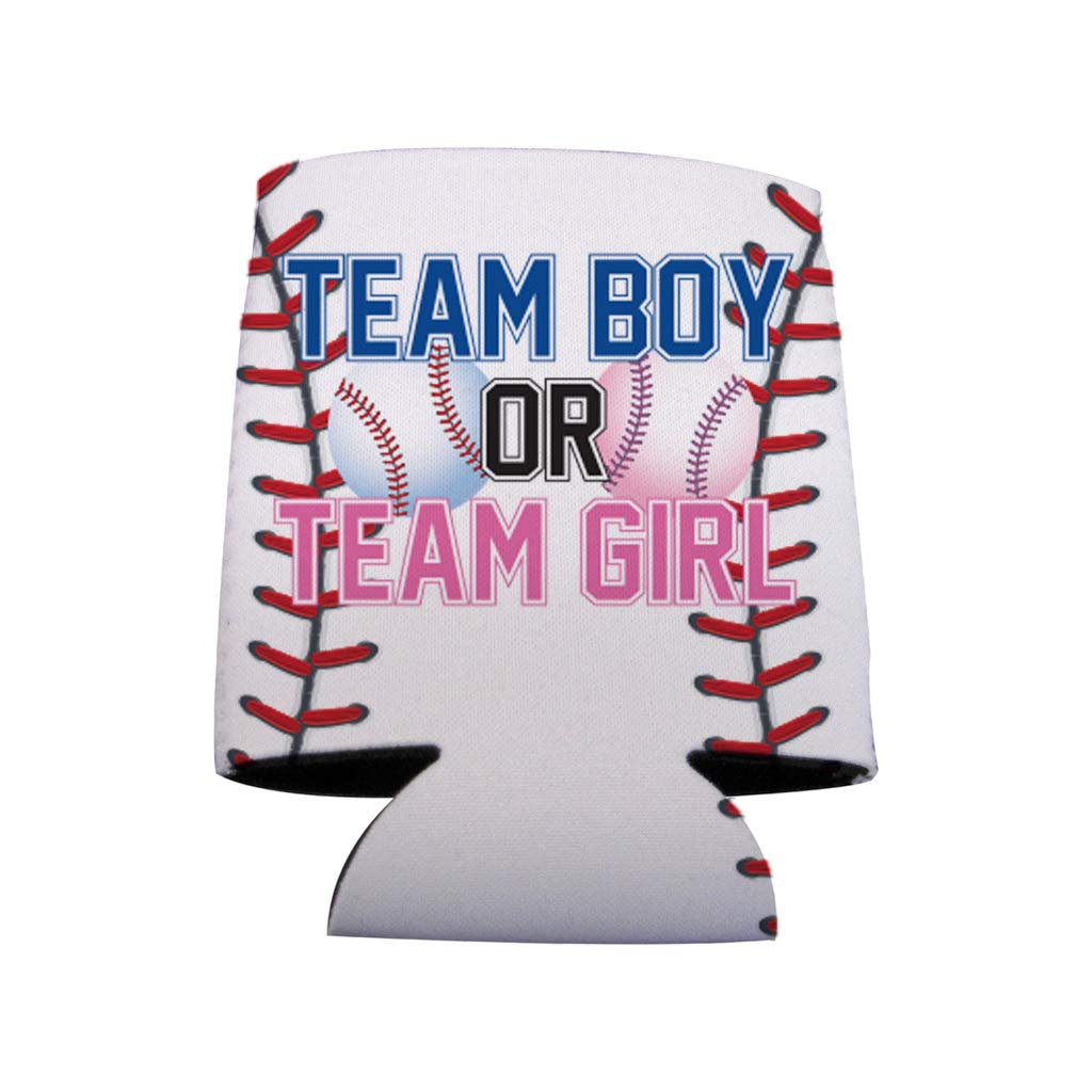 VictoryStore Insulated Can and Beverage Coolers - Baseball Gender Reveal Party Supplies, Team Boy or Team Girl Koozies (Set of 6) - Perfect for Baby Showers, Baseball Games & Outdoor Events