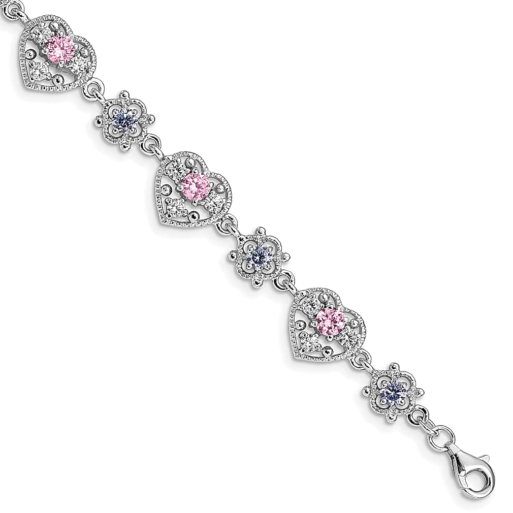 925 Sterling Silver Rhodium Plated 7
