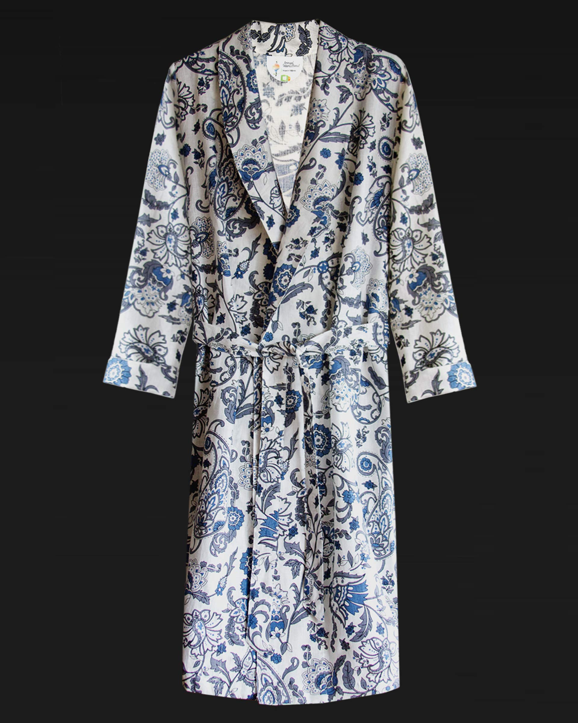 Men’s Loungewear Set - Soft Linen Printed Robe & Shorts Pajama Set - European Crafted Sleepwear for Night Relaxation & Home Comfort