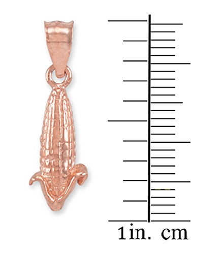 10K Rose Gold Corn on the Cob Charm Pendant Necklace - Elegant Jewelry Gift for Women, Birthday, Anniversary - Perfect for Farmhouse Style, Country Fashion & Everyday Wear