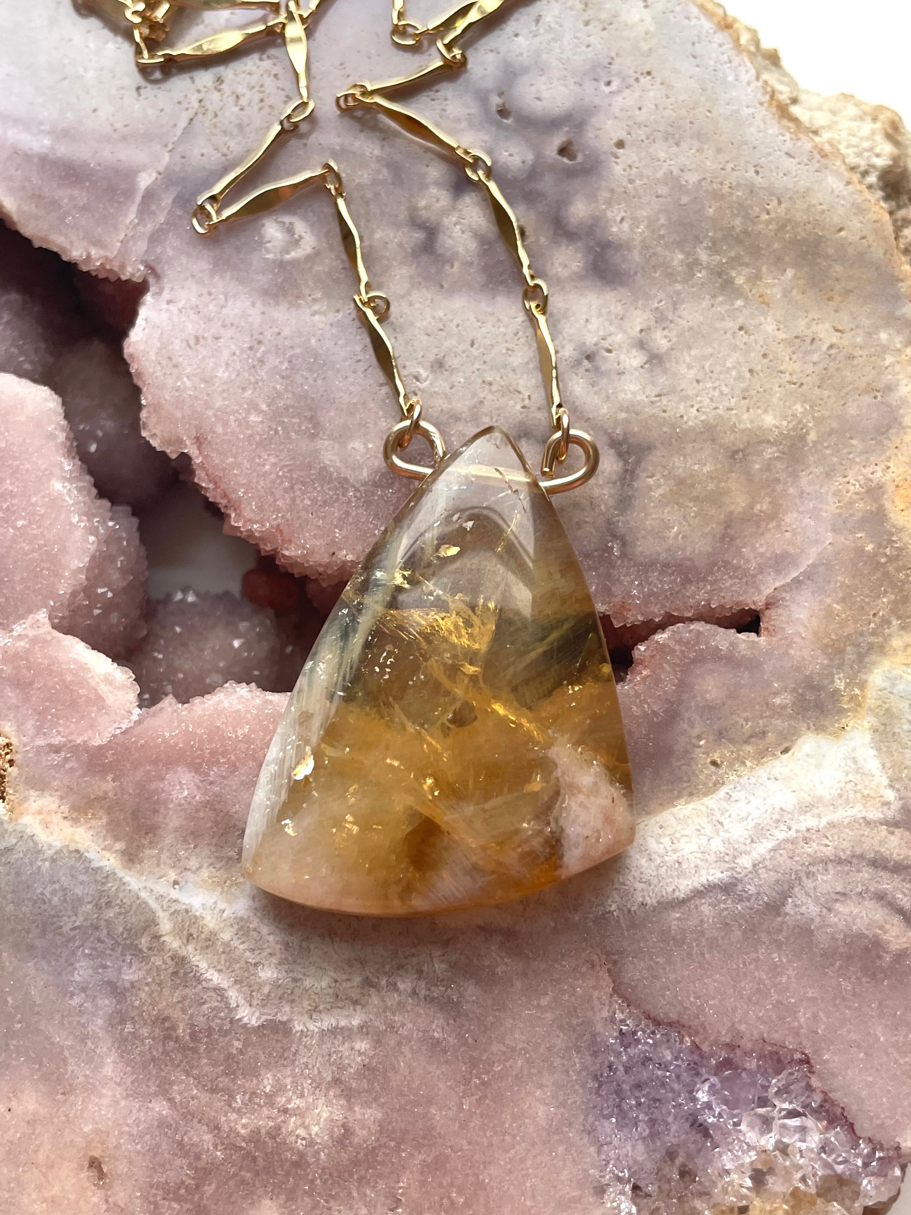 Genuine Yellow Citrine Necklace - 14k Gold Filled Chain - Elegant Chunky Gemstone Jewelry for Women - Perfect for Gifts, Parties & Everyday Wear
