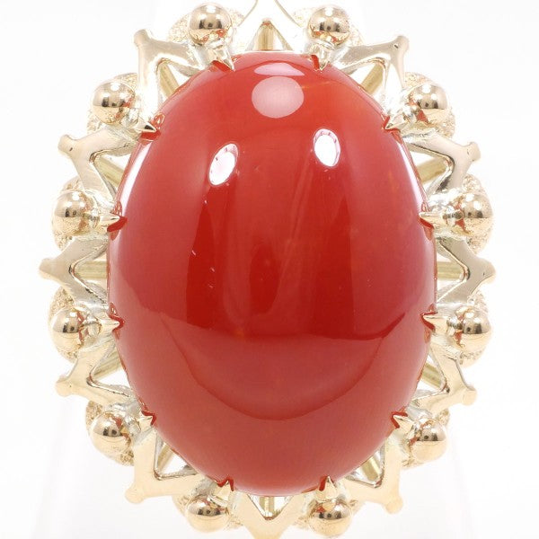 18K Yellow Gold Coral Ring for Women - Elegant Handmade Jewelry Gift for Birthday, Anniversary & Special Occasions