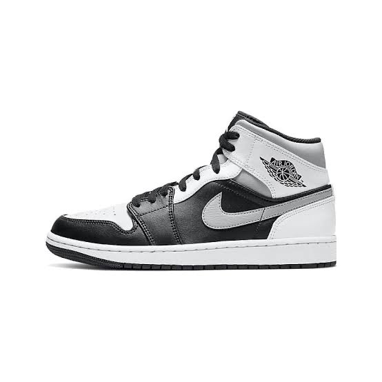 Air Jordan 1 Mid Sneakers - White Shadow Black & Light Smoke Grey - Men's Basketball Shoes for Casual Wear & Street Style
