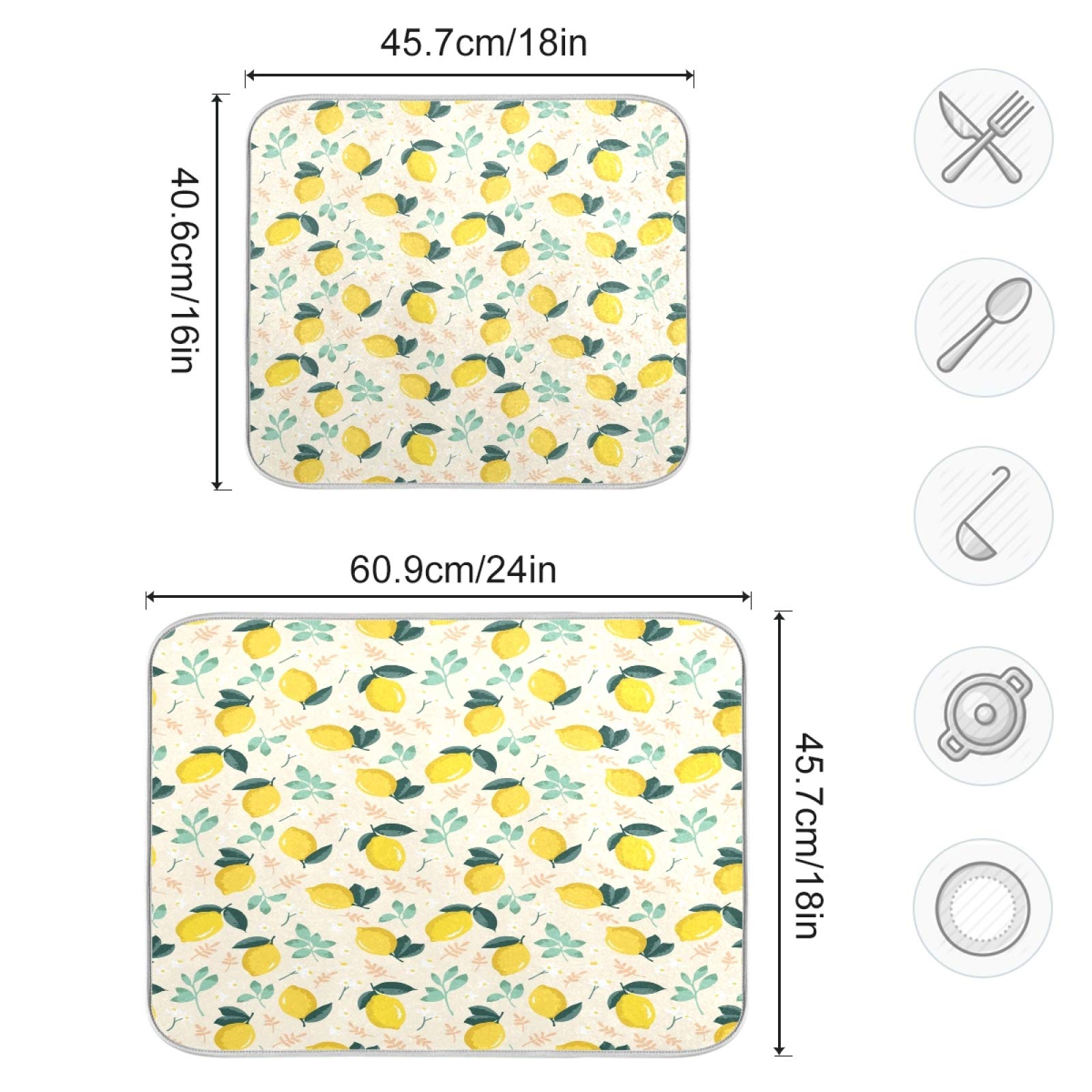 ATTX Extra Large Microfiber Dish Drying Mat - 18 x 24 Inches, Absorbent Kitchen Countertop Mat for Dishes, Utensils & Cookware - Perfect for Drying, Draining & Protecting Countertops