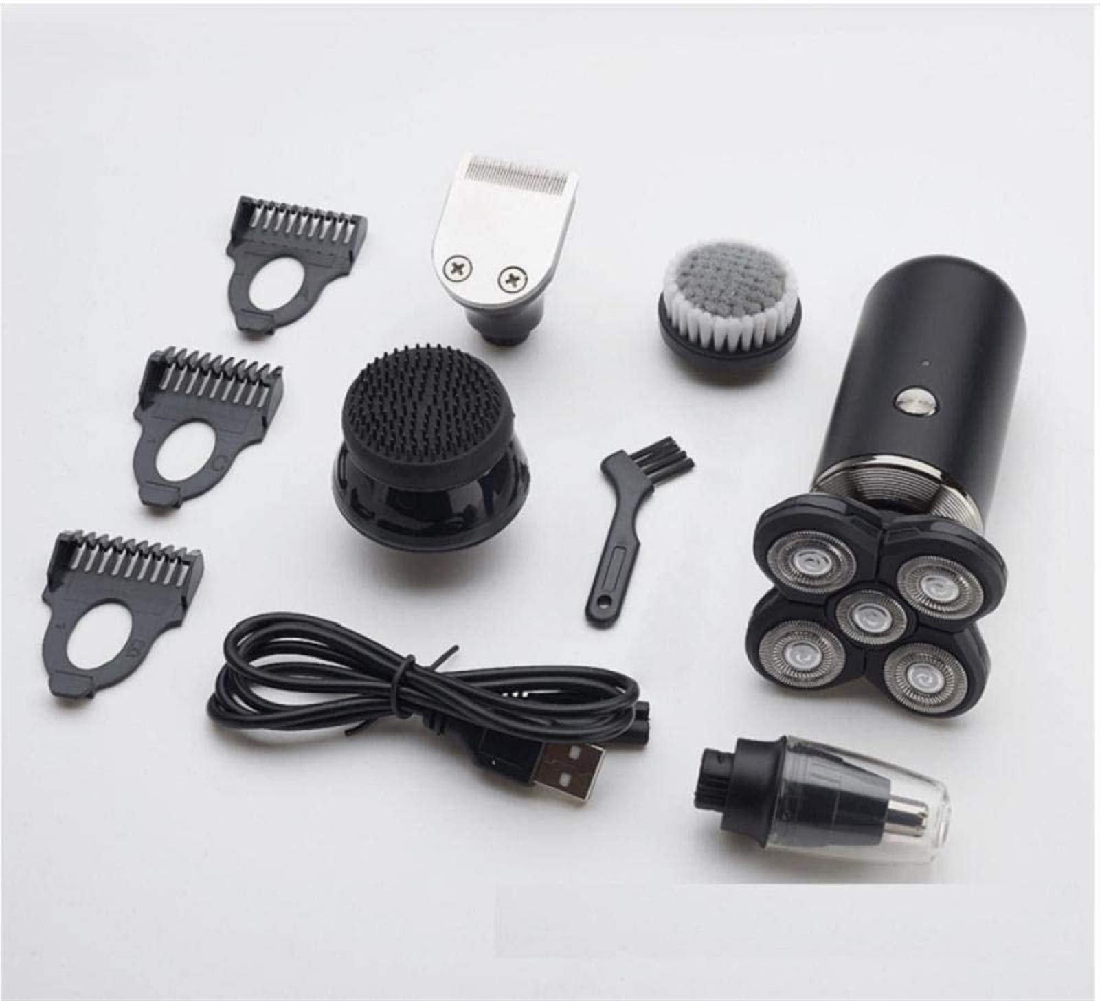 KouRy 5-in-1 Electric Shaver for Men - Waterproof Beard Trimmer, Nose Hair Clipper, Hair Clippers & Grooming Kit with Fast Charging (Black) | Perfect for Travel, Home Use & Professional Grooming