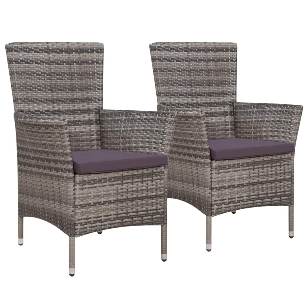 iFCOW 2-Piece Patio Chairs Set with Cushions - Gray Poly Rattan Outdoor Furniture for Garden, Poolside, Deck & Backyard Relaxation