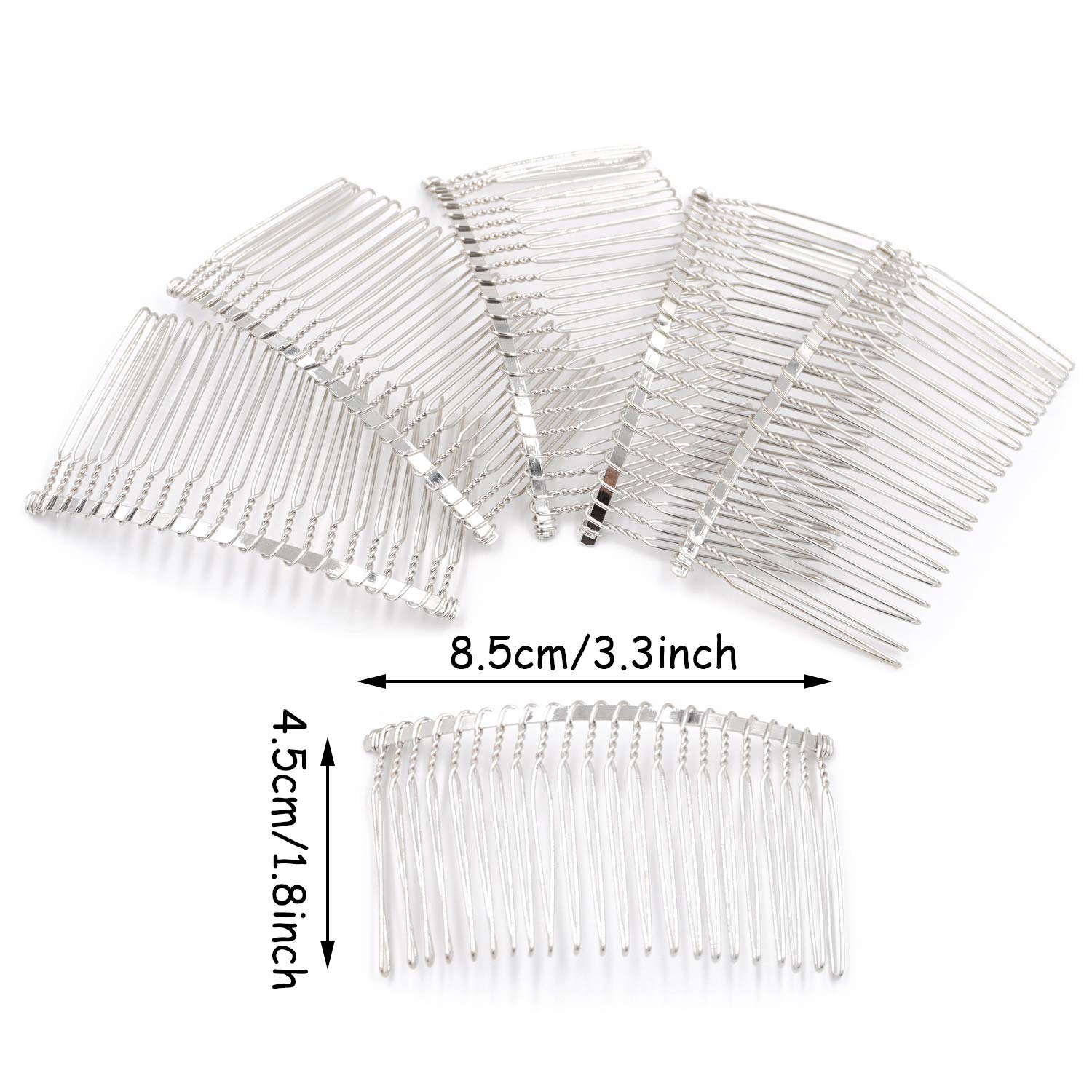 Honbay 6PCS Silver Hair Clips for Women - Elegant Metal Wire Hair Combs with 22 Teeth for Bridal, Wedding, Veil & DIY Hairstyles - Perfect for Prom, Parties & Special Occasions