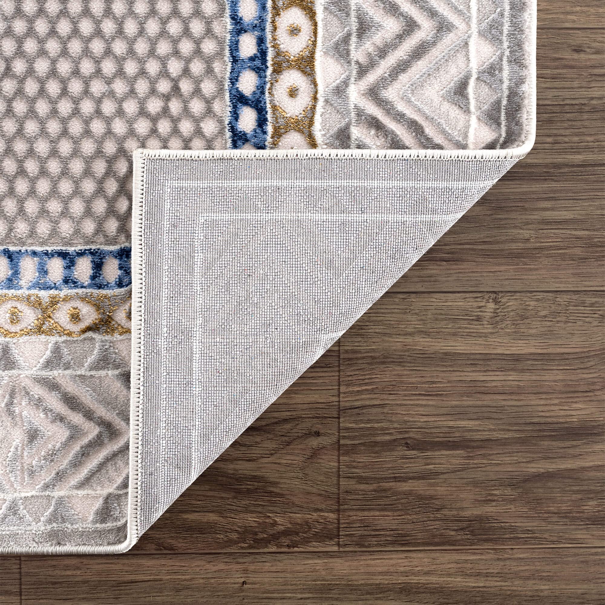 Abani Traditional Blue Diamond Medallion Area Rug - 5’3” x 7’6” Non-Shedding Oriental Print Rug for Dining Room, Living Room & Bedroom - Premium Soft Floor Carpet Under Table Decor