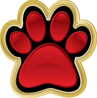 Paw Print Lapel Pins - Gold with Red Insert for School Events & Awards