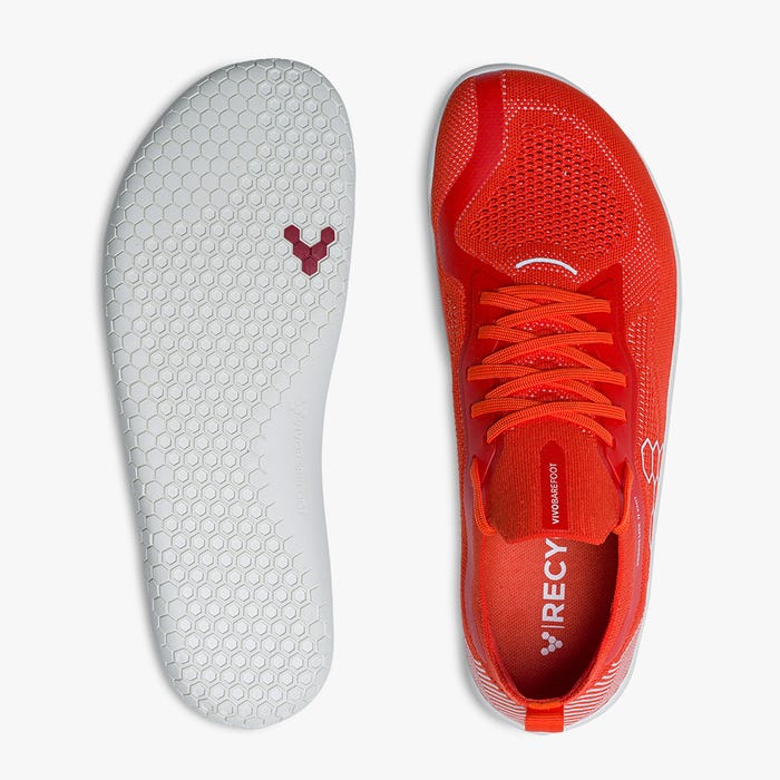 Vivobarefoot Men's Primus Lite Knit Barefoot Shoes - Flame Color | Lightweight & Flexible for Running, Gym & Outdoor Activities