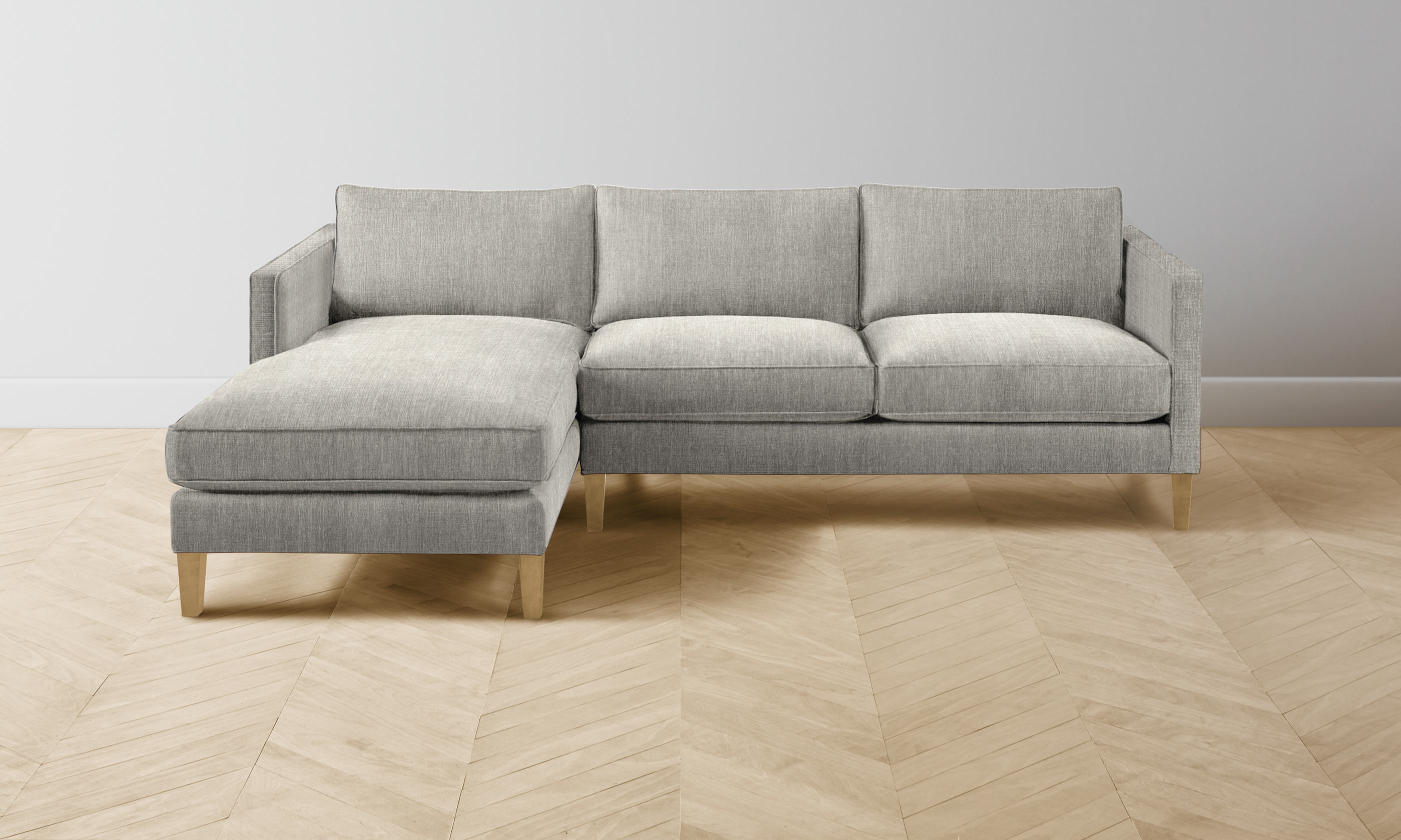 The Crosby Sectional Sofa - Performance Tweed Oatmeal Fabric, Modern Living Room Furniture for Comfortable Home & Office Seating
