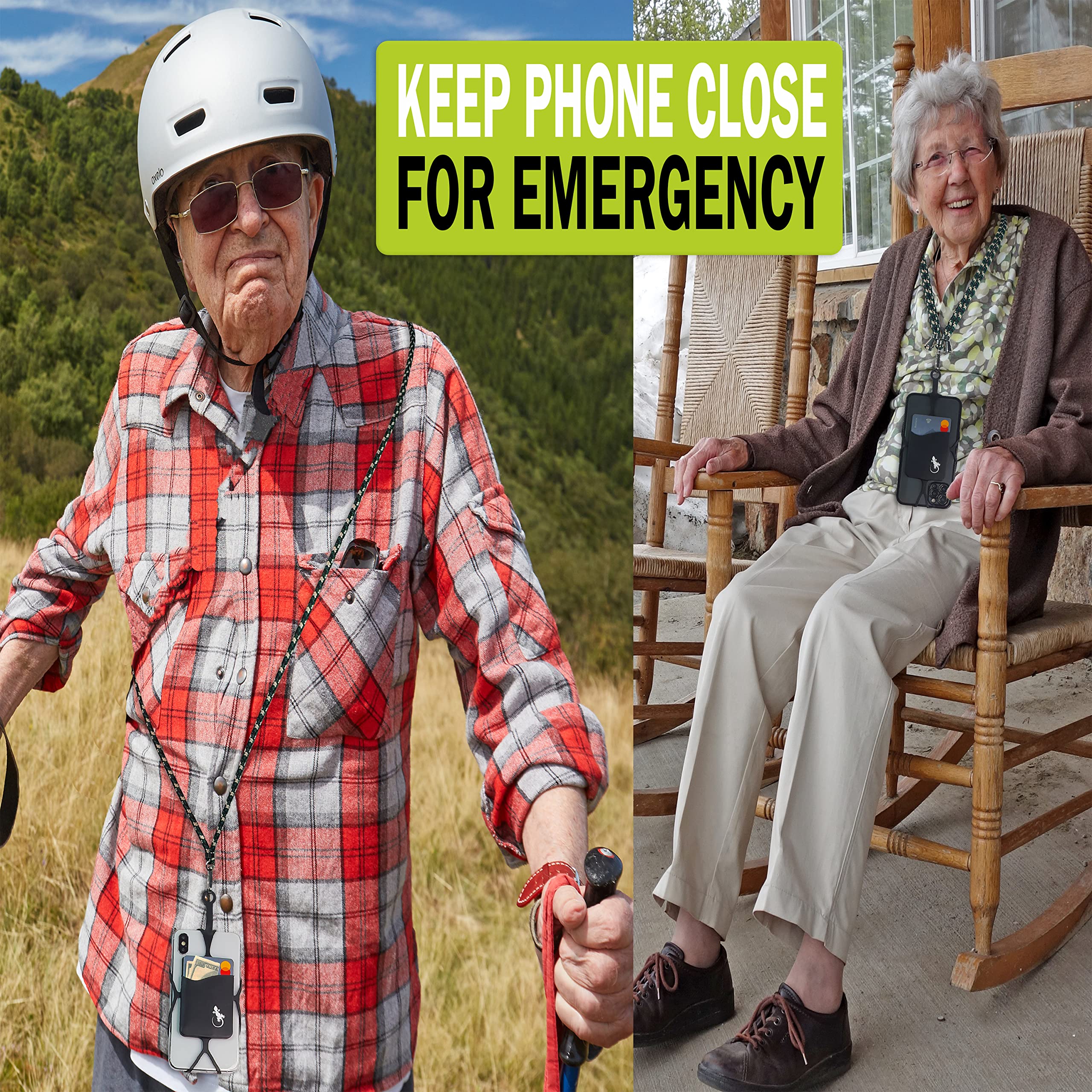 Gecko Cell Phone Lanyard Crossbody Strap - Adjustable Neck Phone Holder for iPhone & Android - Perfect for Travel, Work & Outdoor Activities