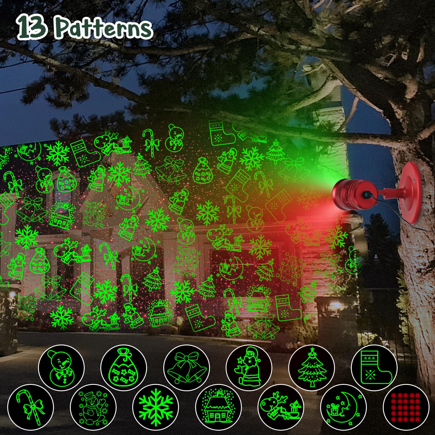 Yinuo Christmas Laser Light Projector with Remote Control - Outdoor Holiday Decorations for Christmas, New Year, Yard, Patio & Parties | Creates Festive Atmosphere for Home, Garden & Events