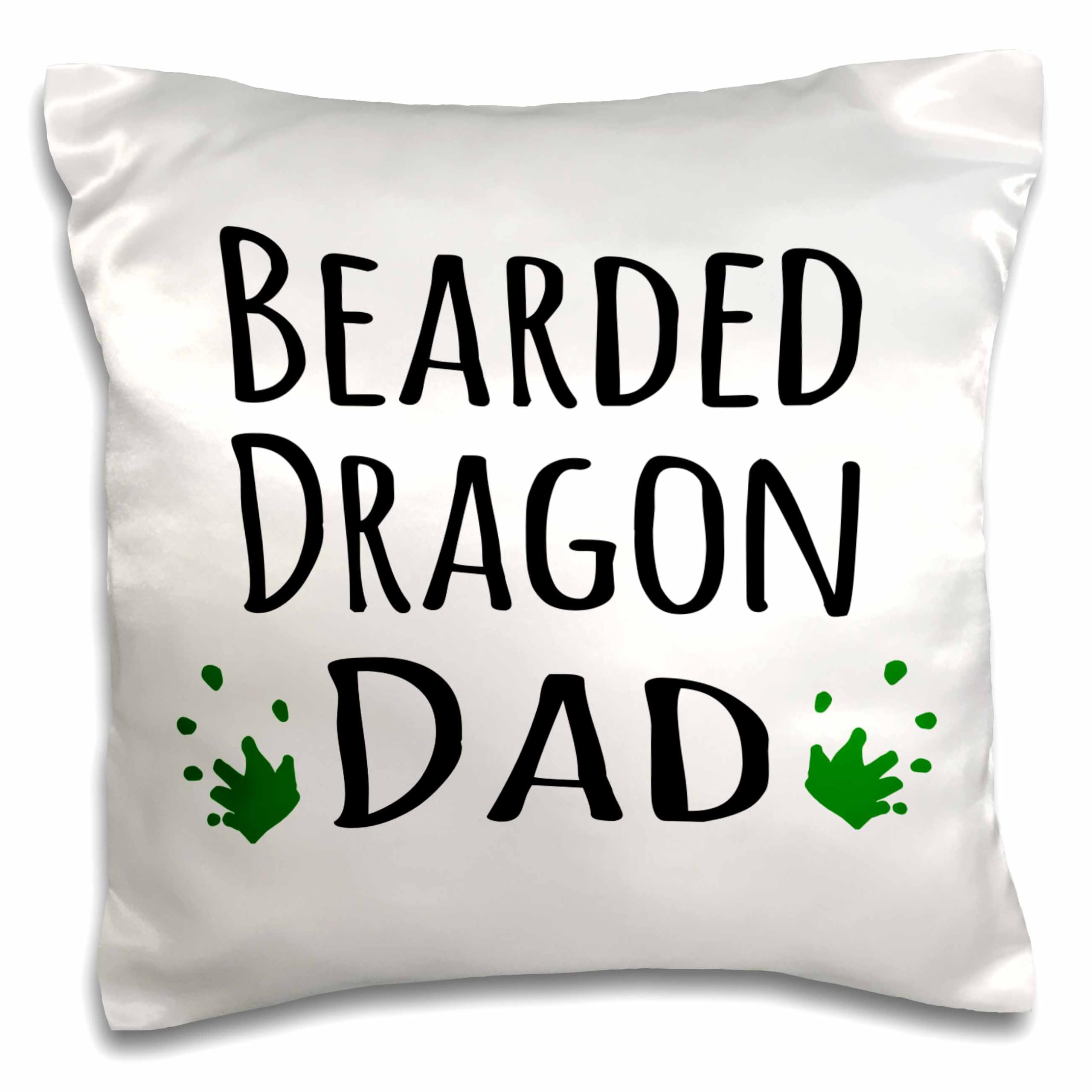 3dRose Bearded Dragon Dad Lizard & Reptile Enthusiast Pet Owner Gift - Green Footprints 16x16 Inch Pillow Case - Perfect for Reptile Lovers & Home Decor