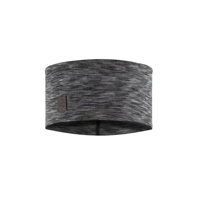 BUFF Merino Wool Wide Headband - Multistripes Fog Grey - Warm & Breathable for Running, Hiking & Outdoor Activities