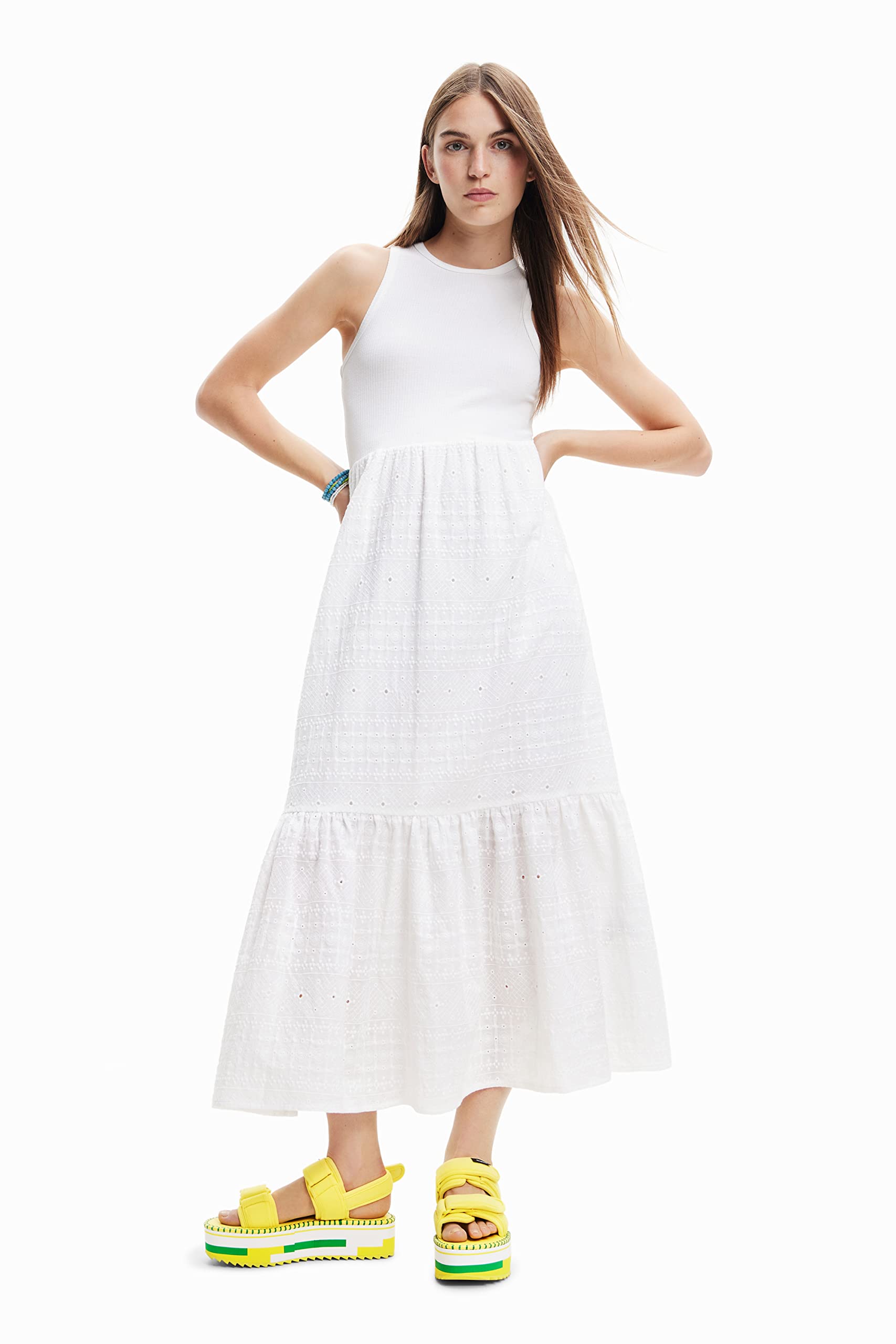 Desigual Women's Sleeveless Woven Dress - Summer Casual Flowy Boho Maxi Dress for Beach, Vacation & Outdoor Parties