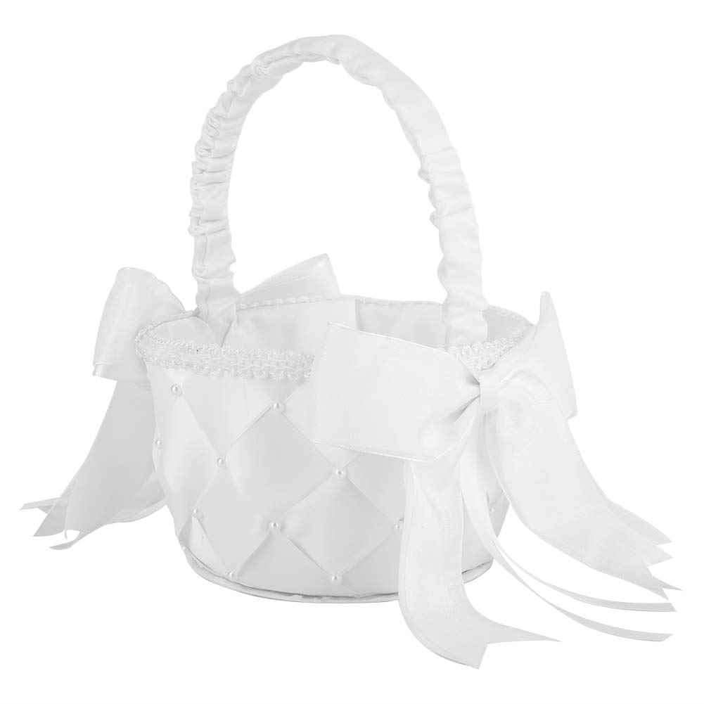 Liyeeo White Flower Basket - Elegant Portable Wedding Makeup Organizer | Perfect for Bridal Beauty, Home Decor & Gift Giving