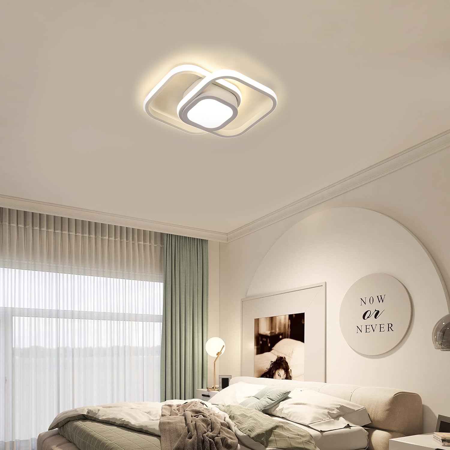 DAXGD 32W 3600LM LED Ceiling Light, Modern Square Acrylic Panel Light, 4500K Natural White, Energy Saving Flush Mount Fixture for Bedroom Kitchen Dining Room Hallway - Perfect for Home Office Lighting and Interior Decor