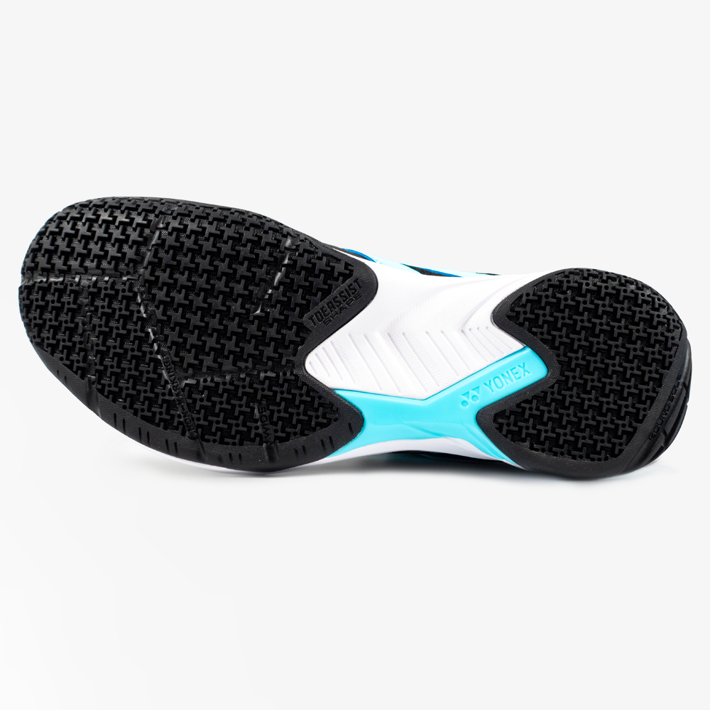 Yonex Cascade Accel Wide Badminton Shoes for Men & Women - Black/Ice Blue - Lightweight & Comfortable for Indoor Sports, Training & Gym Workouts