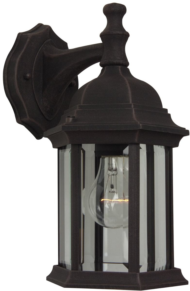 12H Hex Style 1 Light Outdoor Wall Light Rust - Weatherproof Exterior Sconce for Porch, Patio, Garden & Entryway Lighting