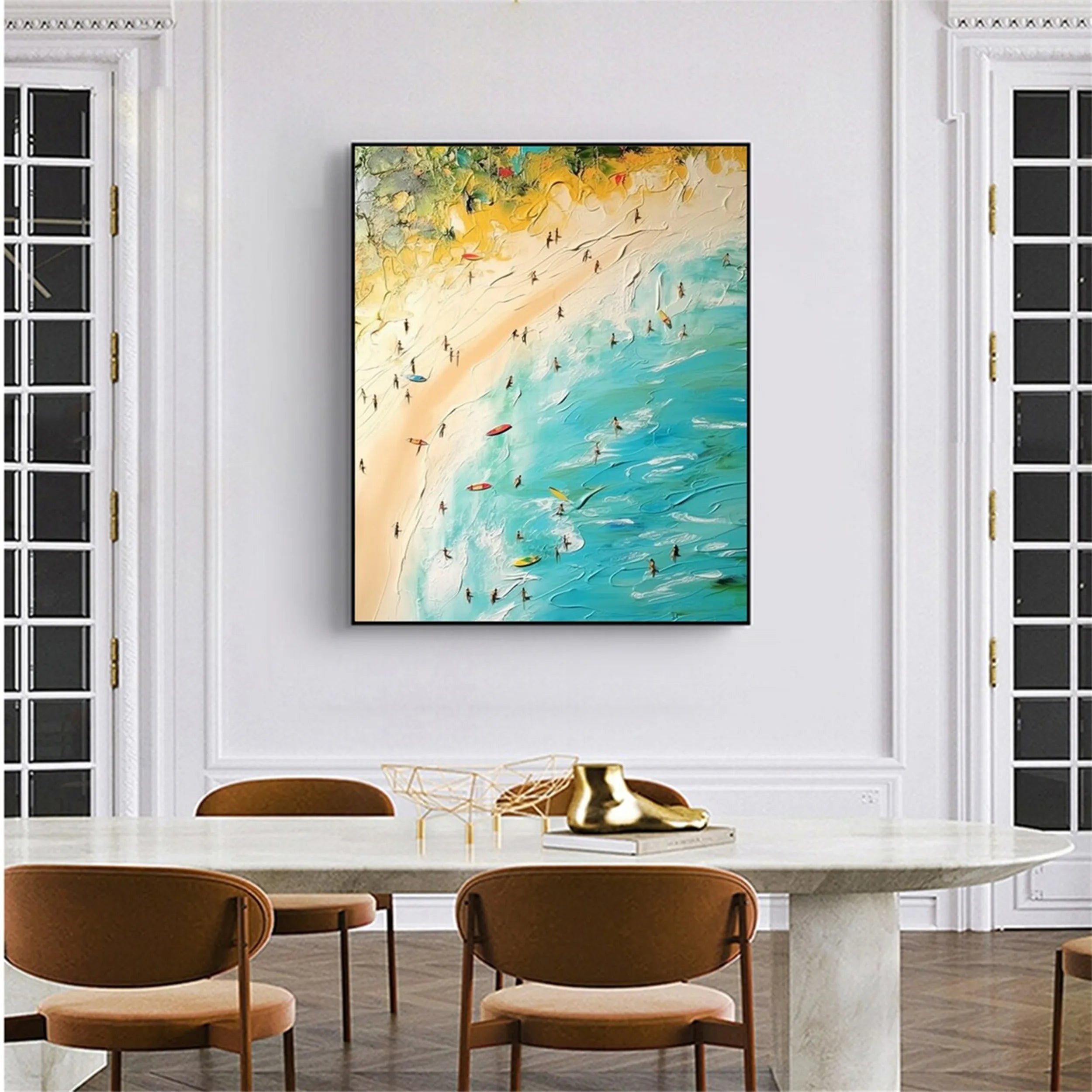 Seascape and Snowy Peak Landscape Painting - Premium Wall Art Decor for Living Room, Bedroom, Office #SP027