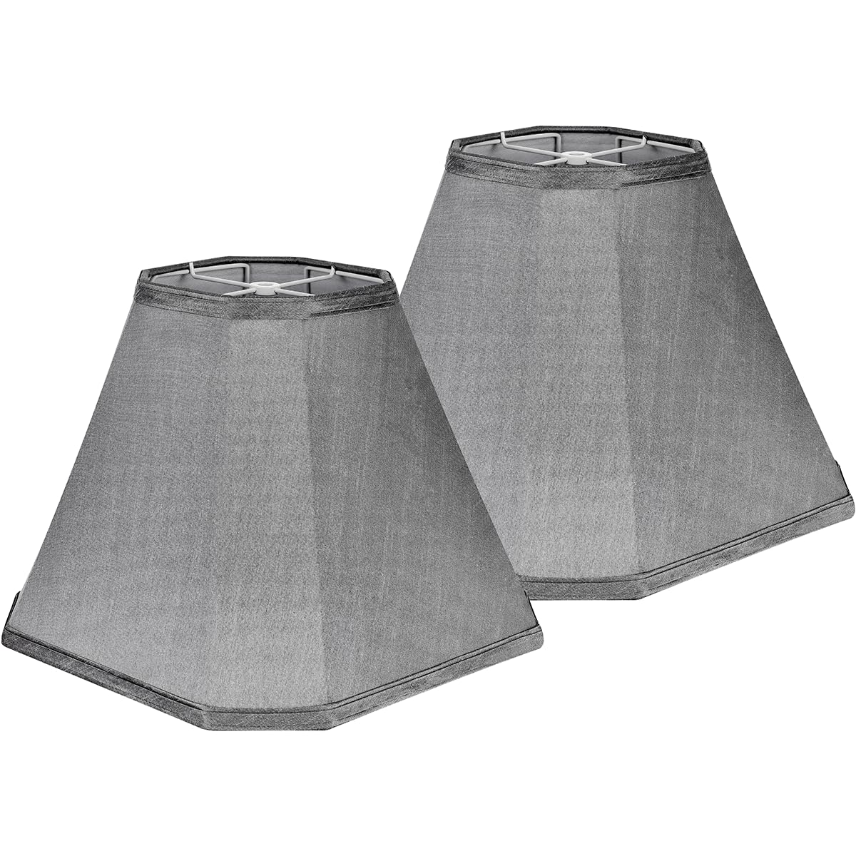 GO&SO Set of 2 Gray Fabric Bell Lamp Shades - 6.5