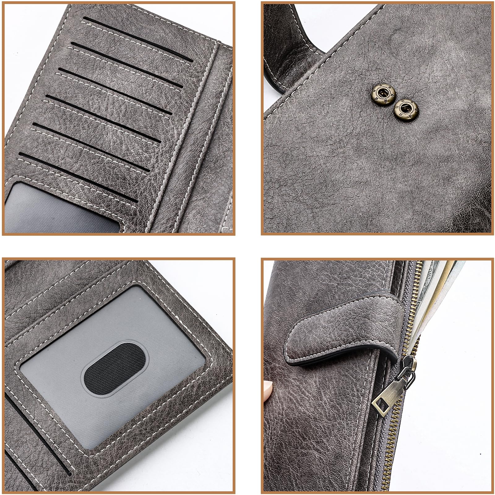 RFID Blocking Women's Wallet - Large Capacity Credit Card Holder with Wristlet & ID Window | Stylish Leather Purse for Everyday Use, Travel & Shopping