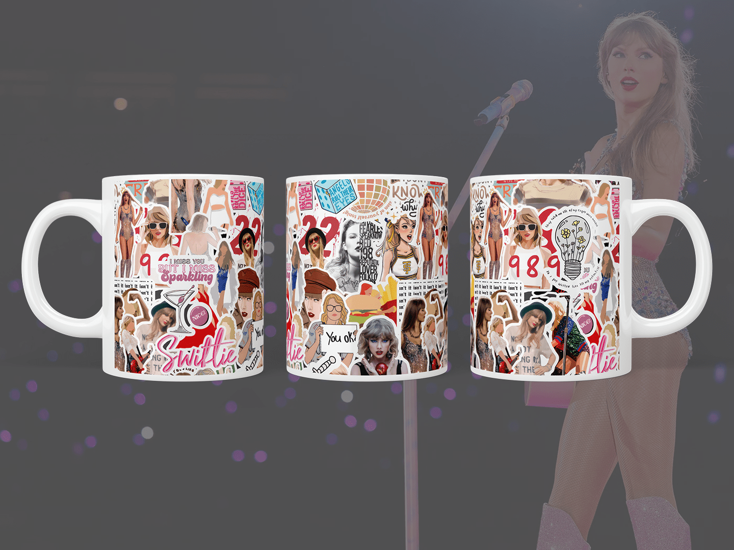 Taylor Swift Stickers Mug - Collectible Music Merchandise for Fans - Perfect for Coffee, Tea & Gifts