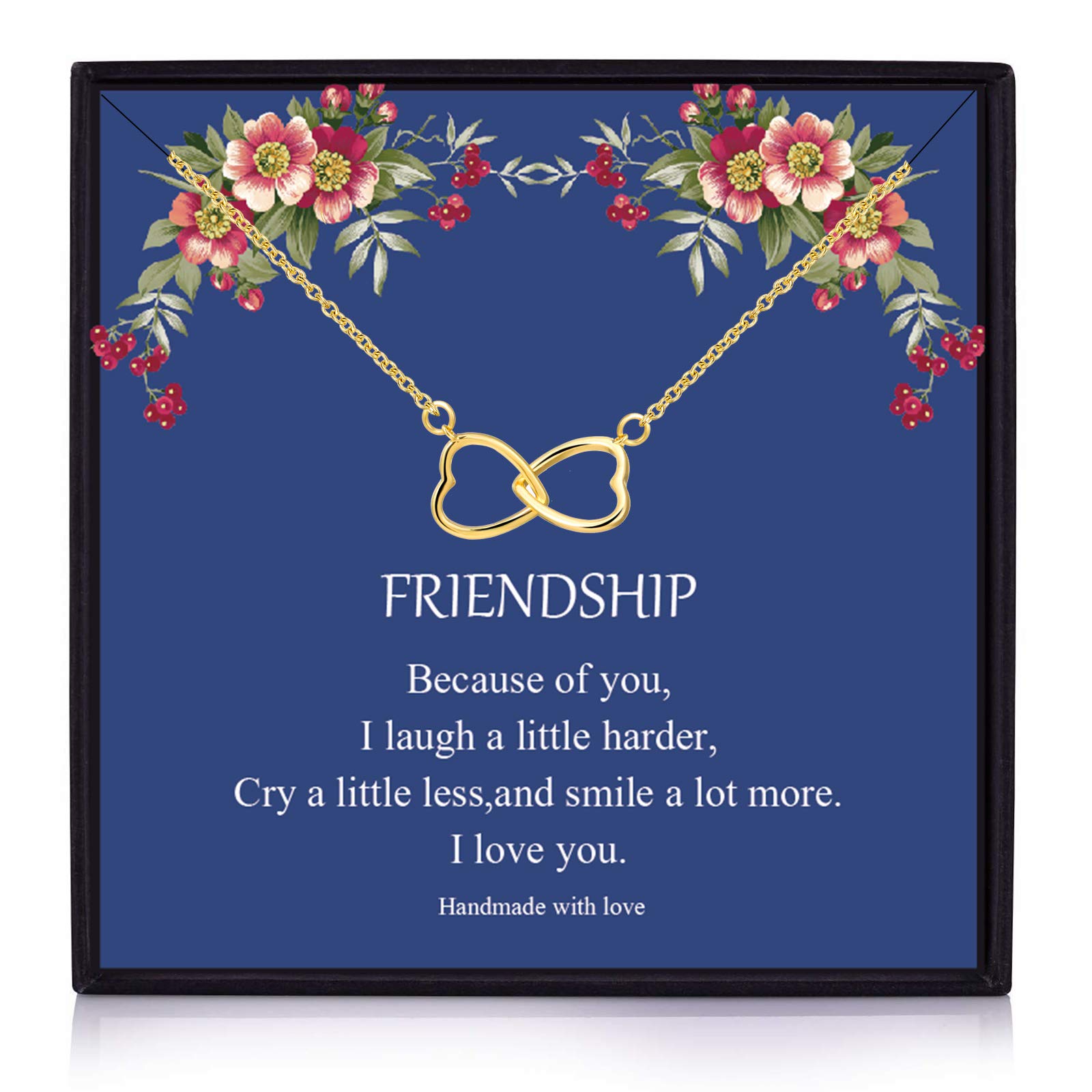 Interlocking Heart Pendant Necklace for Women - Perfect Valentine's Day, Galentine's Day & Birthday Gift for Best Friends | Elegant BFF Jewelry for Special Occasions | Ideal for Anniversaries, Graduations and Thoughtful Surprises