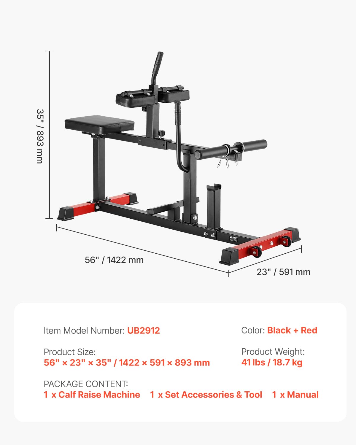 VEVOR Seated Calf Machine 440 LBS Capacity - Home Gym Calf Raise Equipment for Leg Workouts - Lower Body Strength Training with 1/2 Inch Weight Plates - Perfect for Home & Commercial Gyms