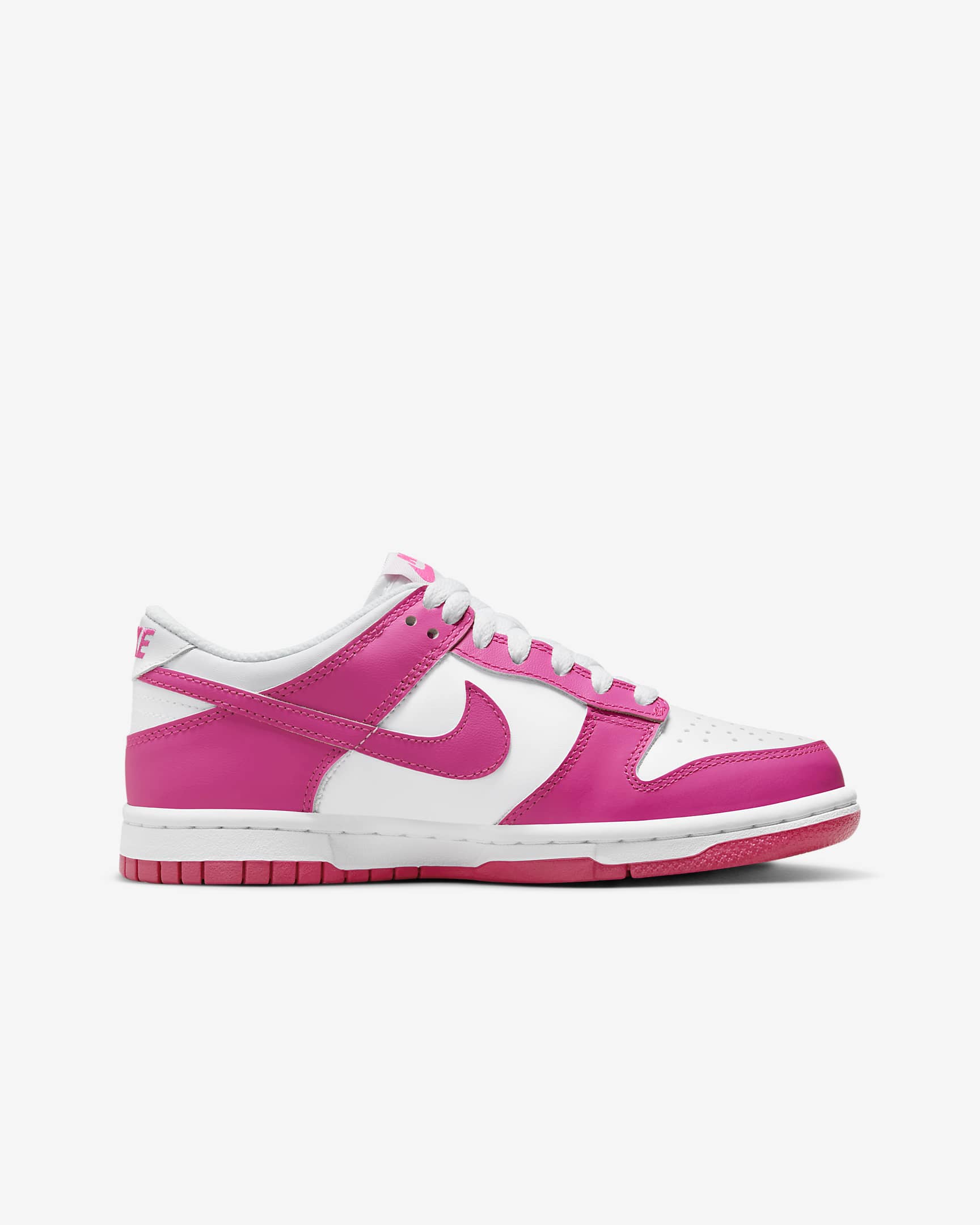 Nike Kids' Dunk Low Sneakers - White & Laser Fuchsia Basketball Shoes for Boys & Girls - Perfect for School, Playground & Casual Wear